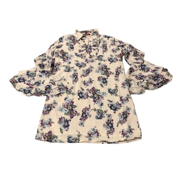 TOV Los Angeles Floral Ruffled Dress Bell sleeve S - Picture 2 of 6
